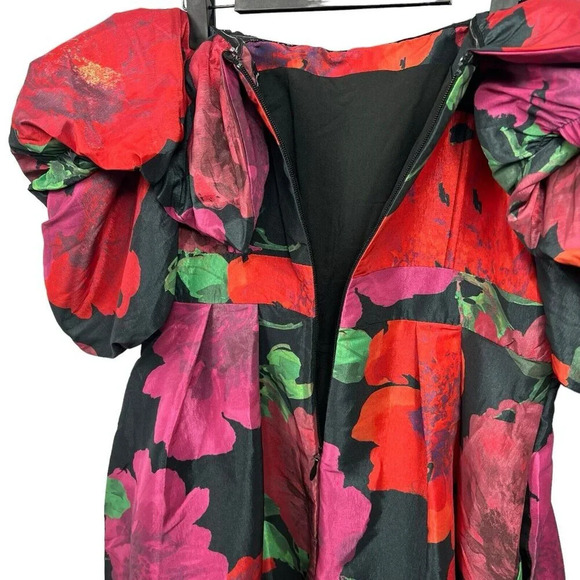 New York & Company Floral Print Off Shoulder Flare Dress Multicolor Sz Large NWT - Picture 8 of 13